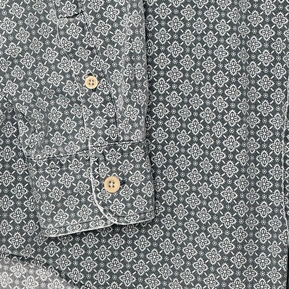 J.Crew VTG Men's M Button Down Cotton Shirt Gray White Geometric Print Hong Kong - Picture 4 of 9